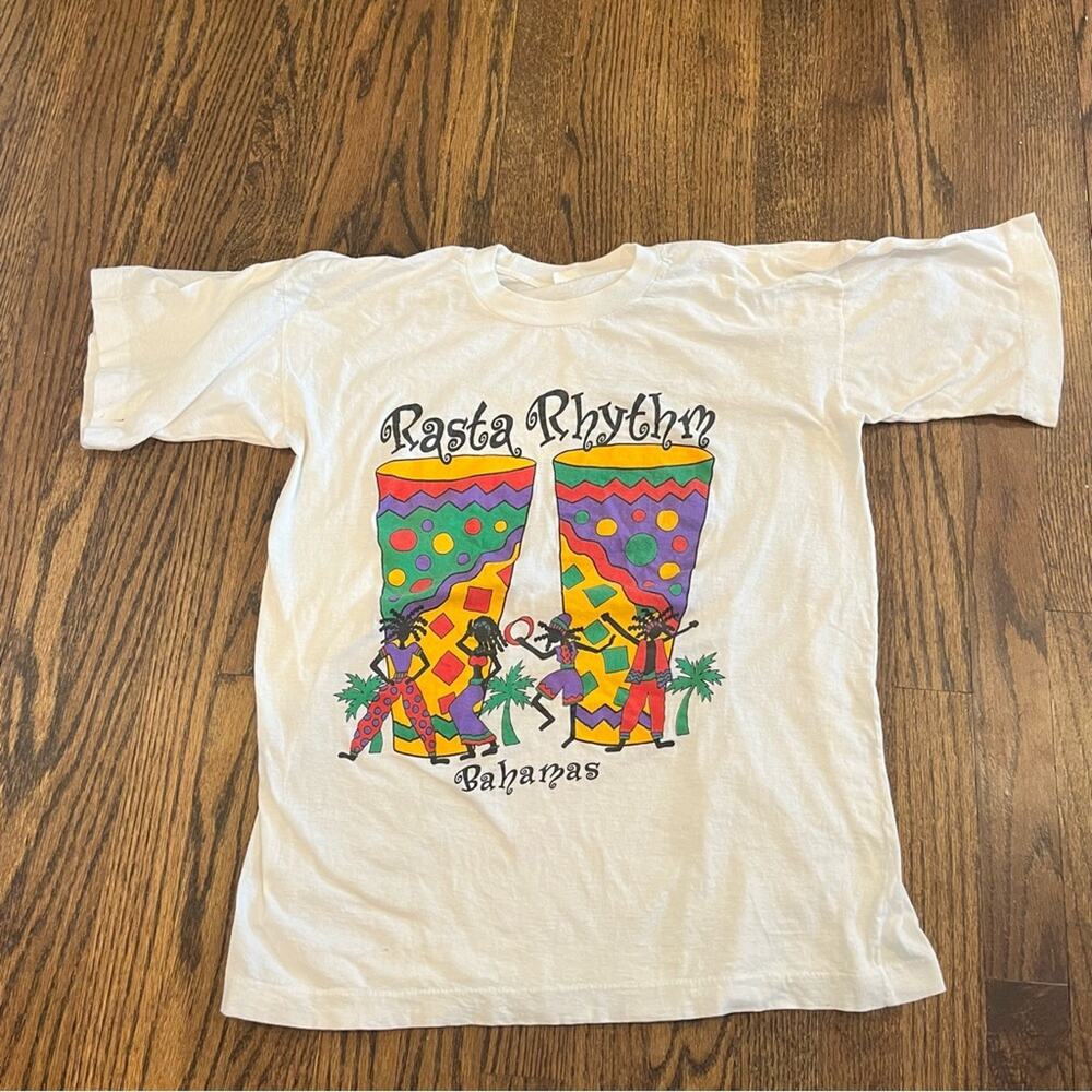 T Shirt Bahamas White Graphic Print 2000s Vintage Vacation Summer Men's Size XL